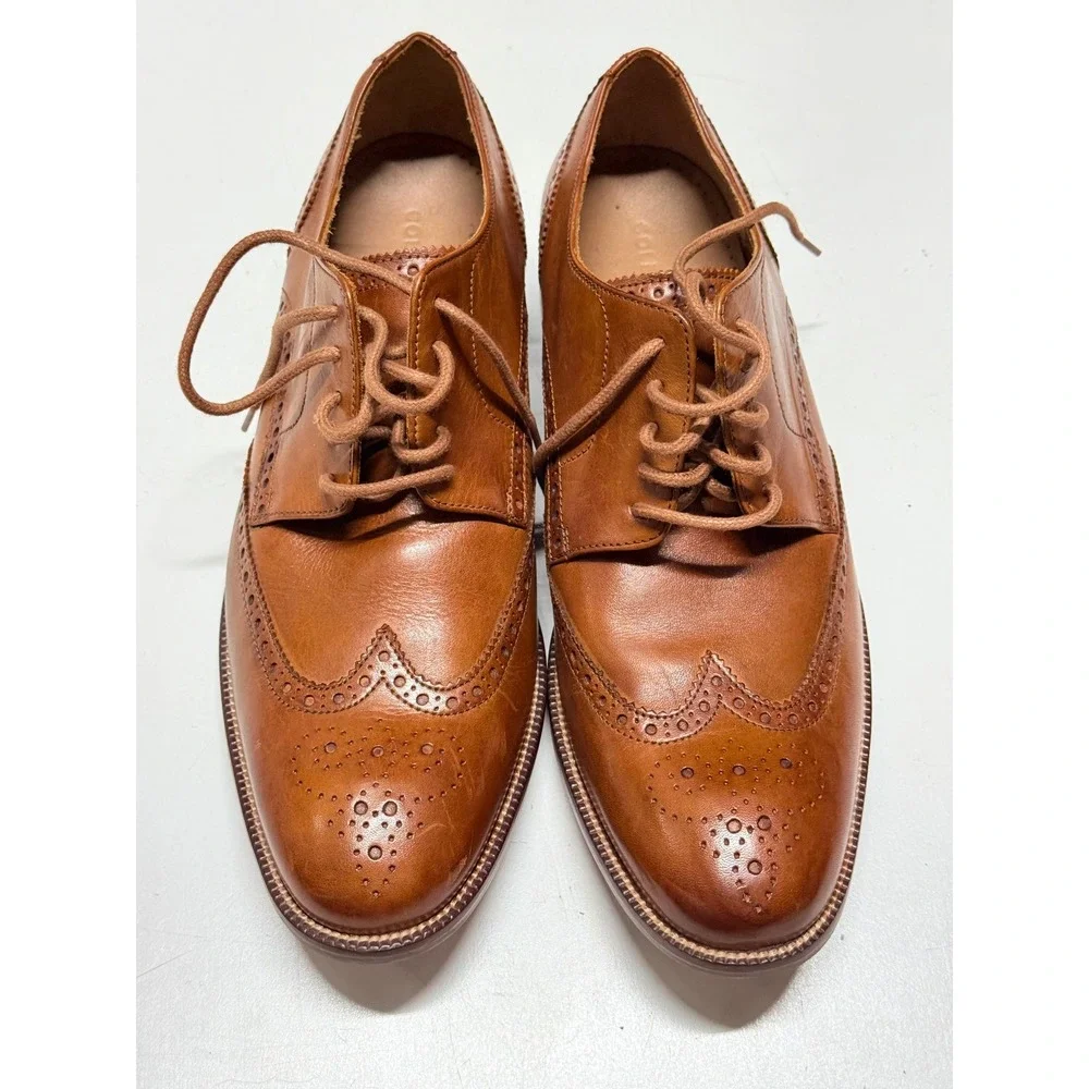 Cole‎ Haan Men's Tan Leather Wingtip Oxford Dress Shoes Size 11.5 M C22265